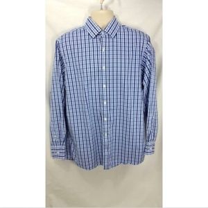Michael Kors Men's 34/35 Blue White Plaid Shirt